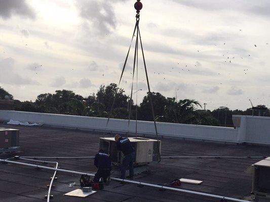 Crane for roof top commercial job.