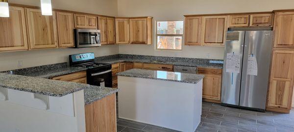 Custom Countertops and Cabinets, Natural Wood and Island