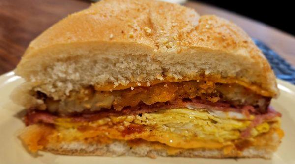 Pork Roll, egg & cheese with hash brown