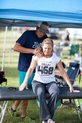 Dr. Akin Treating Patients/ Athletes at the CrossFit Games Carson, CA
