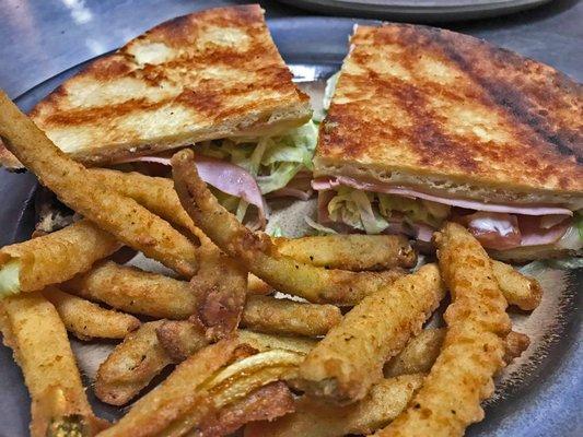 Shorthorns Wood Fired Ham & Cheese Wedge add Pickle Fries