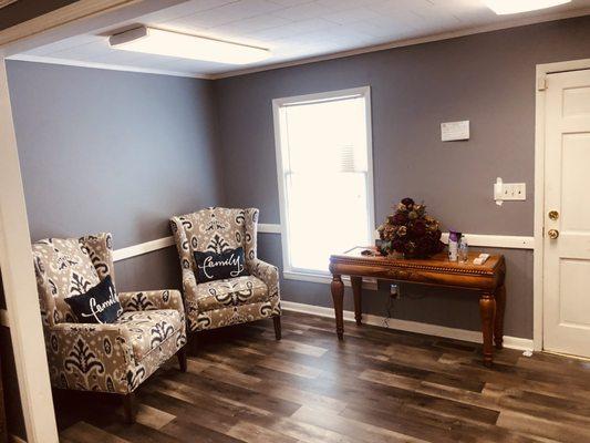 Customer waiting area.