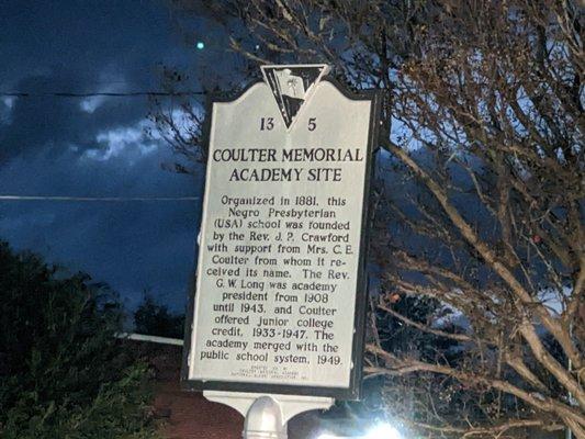 Coulter Memorial Academy Site