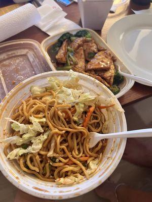 11. Cold Noodle with Sesame Sauce and General Tso's Tofu