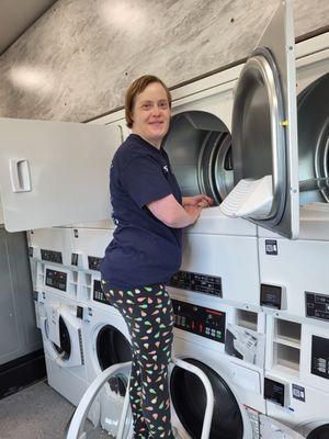 One of our clients working hard to keep everything clean.