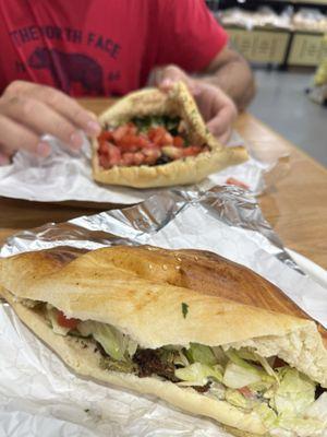 Falafel sandwich and Lamb Kebob sandwich