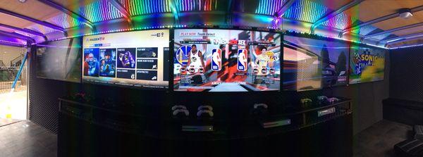 Panoramic View of 5 TV's