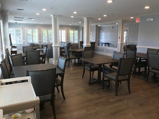View of our renovated dining area with brand new furniture!