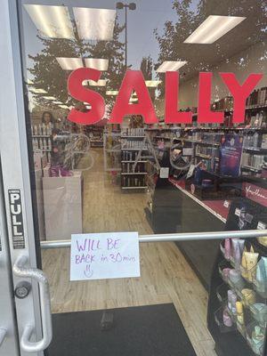 Bad for business. Be open when your listed hours show as open. This isn't a ma and pa shop.