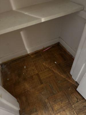 Hallway floor that was not swept or mopped