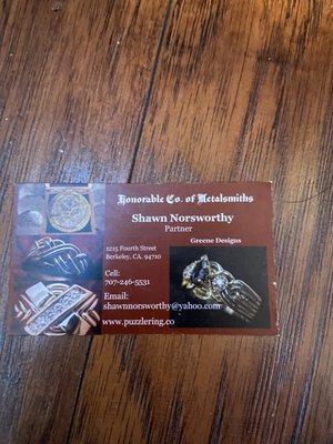 Shawn's card from the event