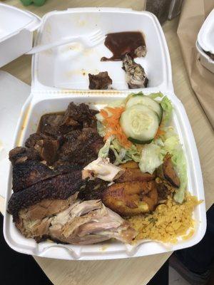 Half oxtail / Half Jerk chicken