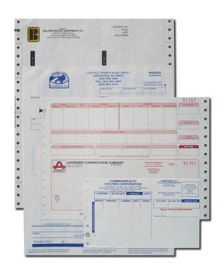 Forms and checks, either laser or continuous.