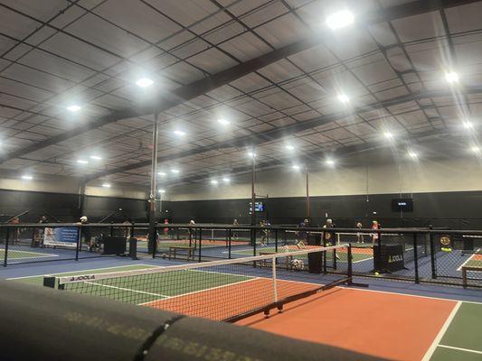 so this is a nice huge indoor space with lots of courts and great air conditioning, and music