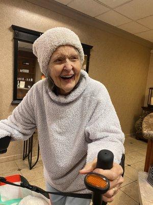 and here she is today after healing at home from hip surgery!