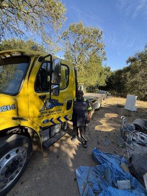Towing driver after he finish his job