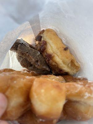 More donuts, a blueberry and a maple bacon!