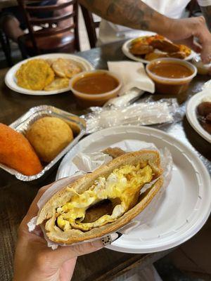 Sausage egg and cheese on a roll