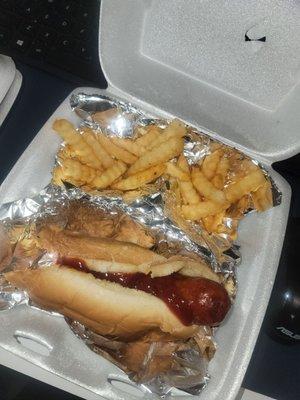 Sausage Dog with fries! Delicious