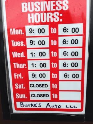 Business hours.