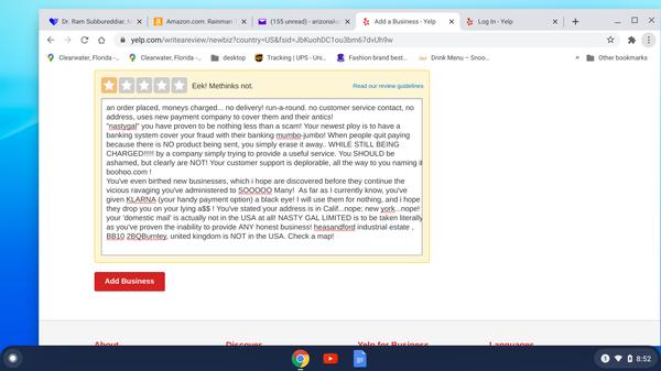 nastygal does NOT exsist! not in california, not in new york, not even at: heasandford industrial estate in london, uk or ???! see photo!