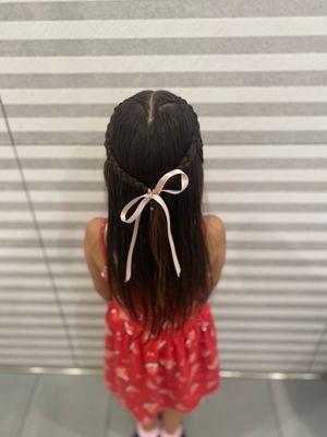 My daughters heart braid after her hair cute