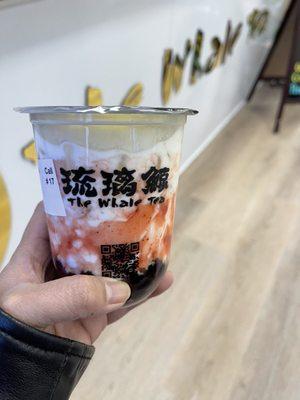 Strawberry Milk Tea with Tapioca