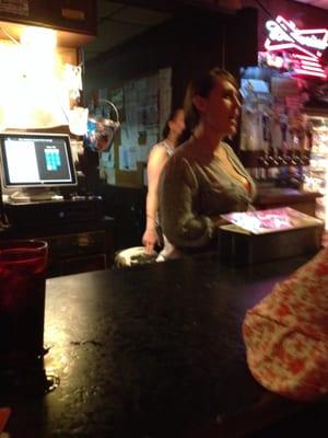 This heffer of a bartender likes to take pictures of the patrons, so I took one to warn others. Complete creep - buyer beware!!