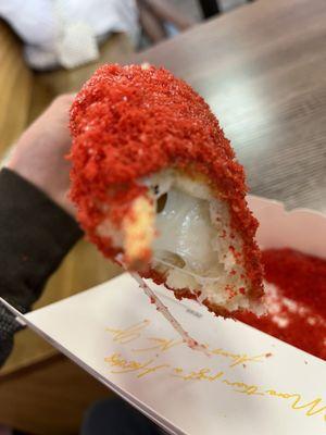 Hot cheetos mozzarella k dog- 6.99$ (extra cheetos- 1$)
