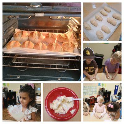 Little Red hen baking bread together