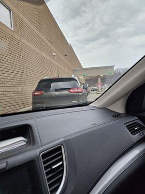 4th car in line waiting for drive thru to open
