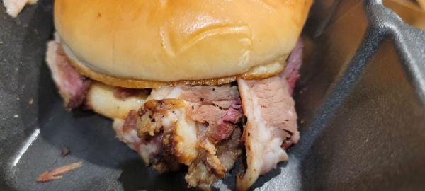 Sliced beef sandwich