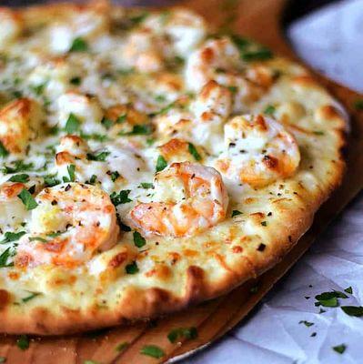 Roasted Garlic Shrimp Pizza
