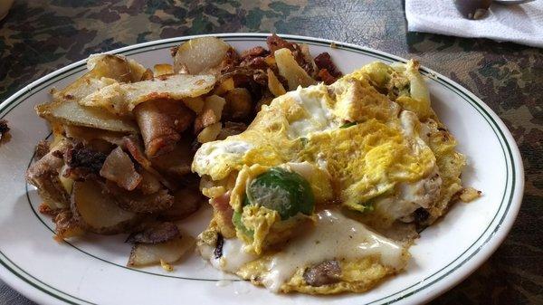 I had an omelet with ham, mushrooms, peppers, onions and Swiss. It came with toast (not pictured.)