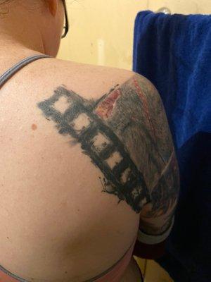 Background was supposed to be a film reel and he did this....