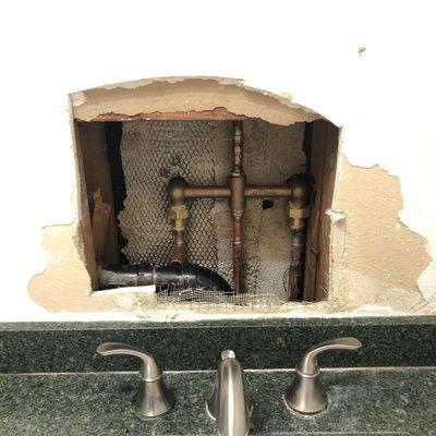 Opening that required patching.