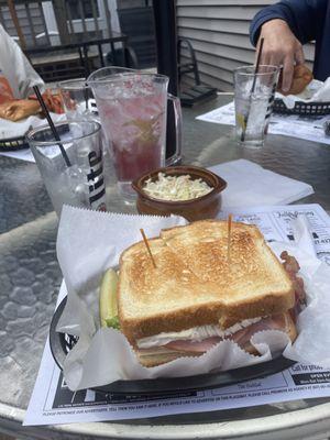 Club sandwich on the patio.