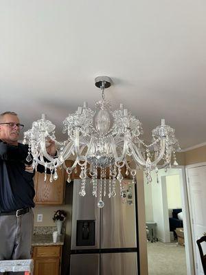 Crystal Chandelier installation