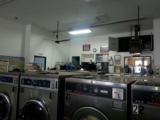 Dry cleaning available, Mr. Lee (the owner) in the background