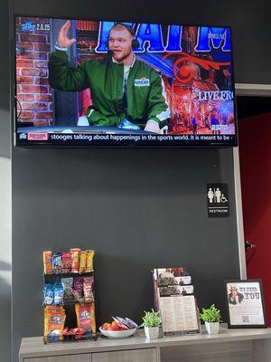 Lobby with free snacks.
