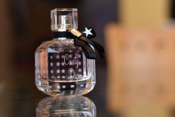 YSL Mon Paris perfume with personalize engraving.
