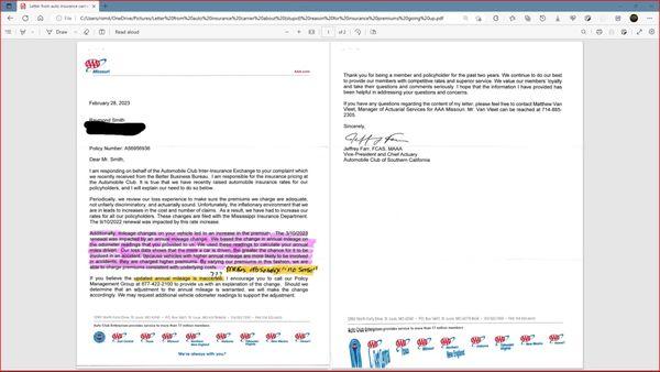 Letter stating why my insurance premiums went up twice in 6 months