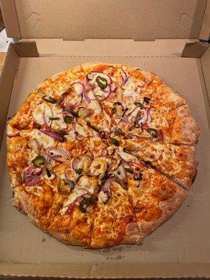 Spicy chicken pizza - where is the chicken?