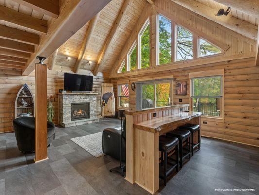 Interior of Custom Log Home by C.M. Allaire - Photo Courtesy of REAL LOG HOMES