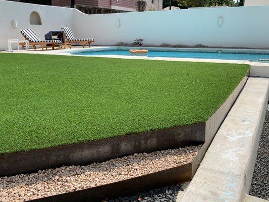 Turf job and metal fabricated edging