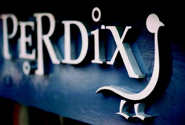 Exterior signage for Perdix Restaurant.