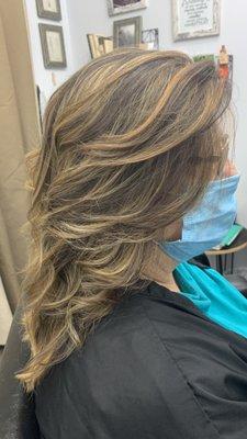 Multi Layered Haircut w/Root Touch Up & Partial Balayage