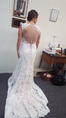 Three different layers that she had to completely take apart and sew back together. did it for 1/2 of price