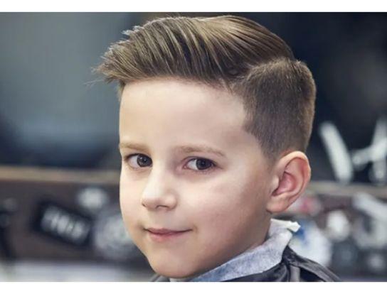 Kids haircut with part on side