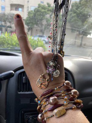 BETTSY JOHNSON NECKLACE WITH LOCKET & FLOWERS ON BLACK , LEATHER, TWISTED ROPE! NEW SMOG & BATTERY! GREAT EXPERIENCE!